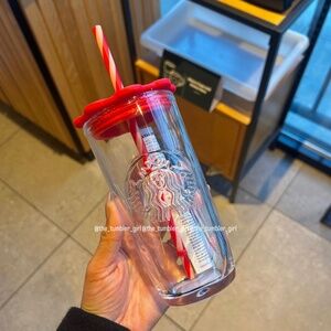 Starbucks Valentines Triangle (Heart shape) Recycled Glass Cold Cup Tumbler 16oz